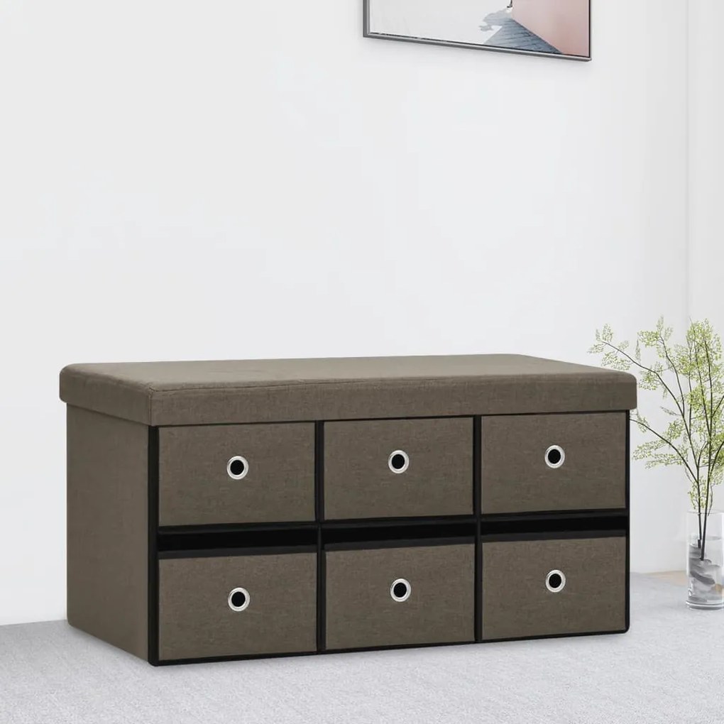 338813 vidaXL Bancă depozitare pliabilă, maro, 76x38x38 cm, imitație pânză