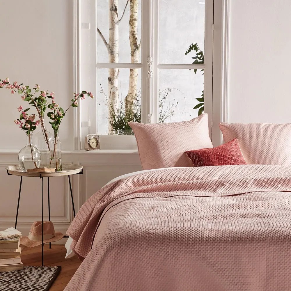 Cuvertură de pat DOLCE 240 x 260 cm, 2 perne, roz pastel
