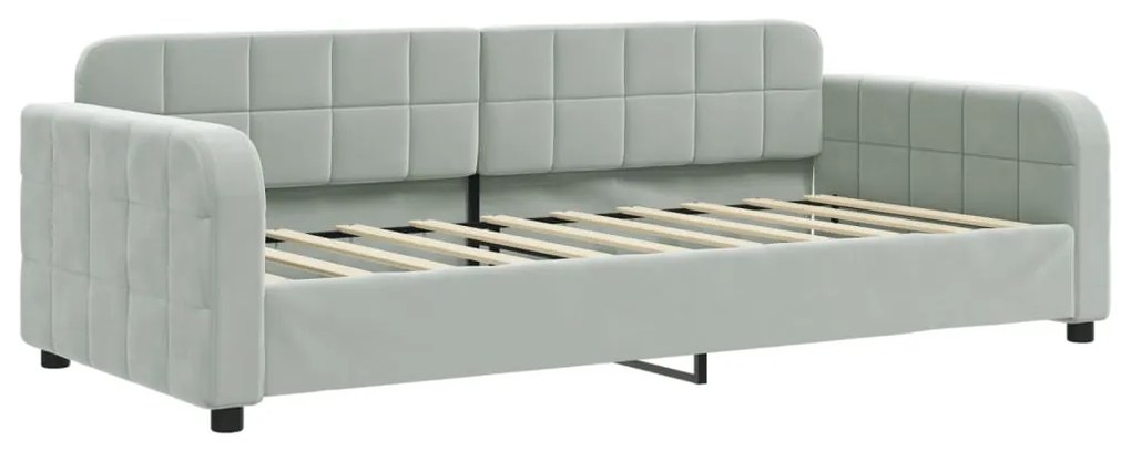 354071 vidaXL Cadru de pat, gri deschis, 90x190 cm, catifea