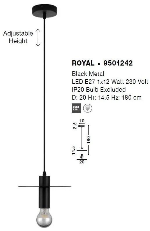 Lustra/Pendul design modern ROYAL negru