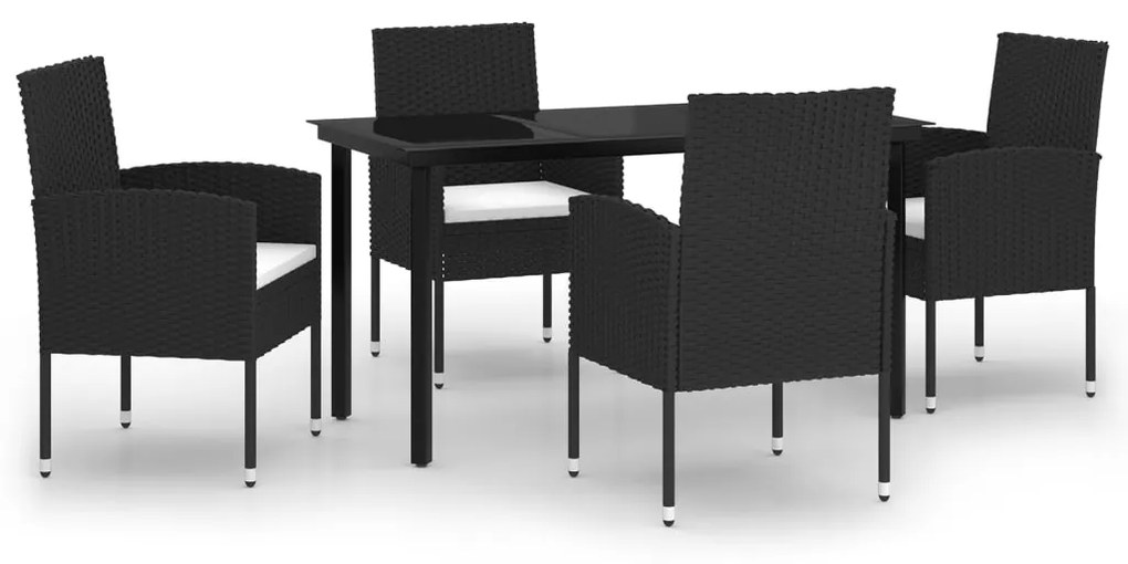 3099603 vidaXL Set de servit masa pentru grădină, 5 piese, negru