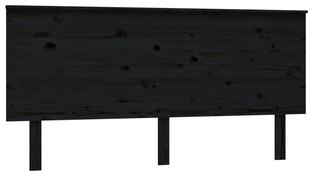 819184 vidaXL Tăblie de pat, negru, 164x6x82,5 cm, lemn masiv de pin