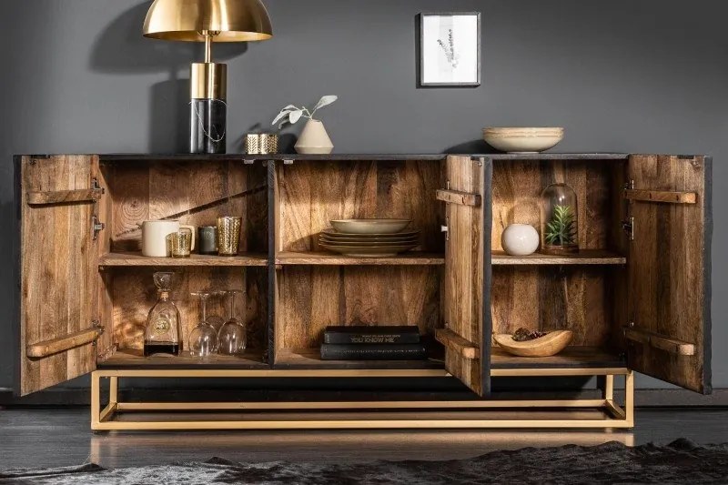 Comoda din lemn de mango Scorpion 140cm, negru