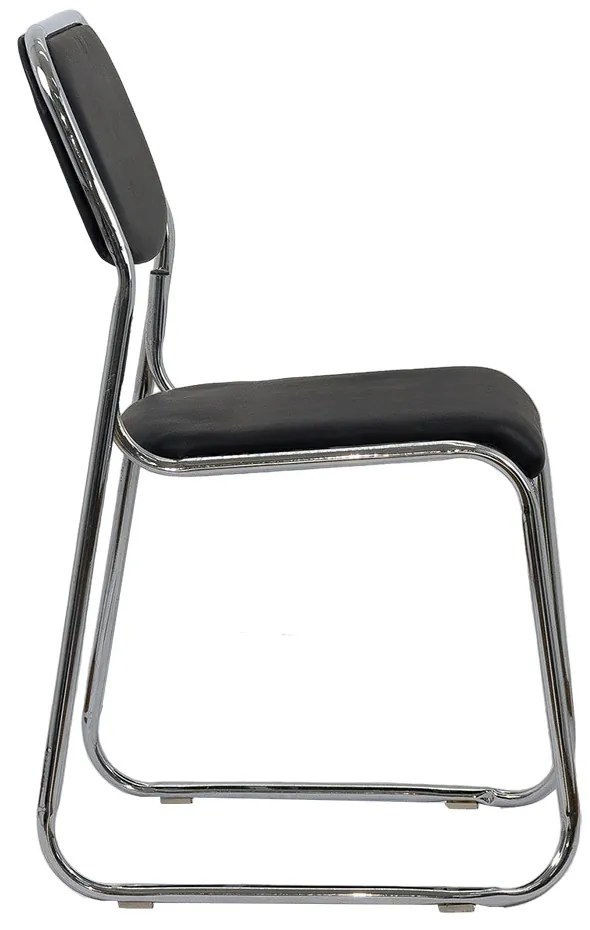 Scaun de așteptare HRC 604 negru din piele ecologică suprapozabil