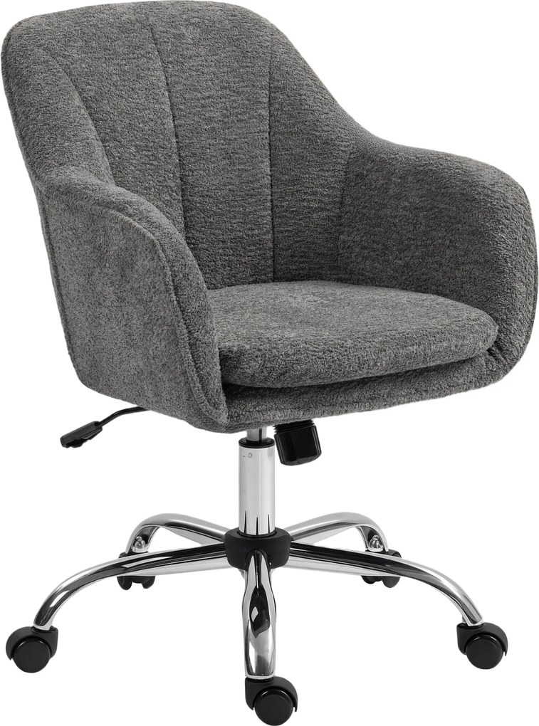 HOMCOM Scaun de birou, fotoliu de birou ergonomic reglabil pe înălțime, șezut pivotant, funcție de balans, gri | Aosom Romania