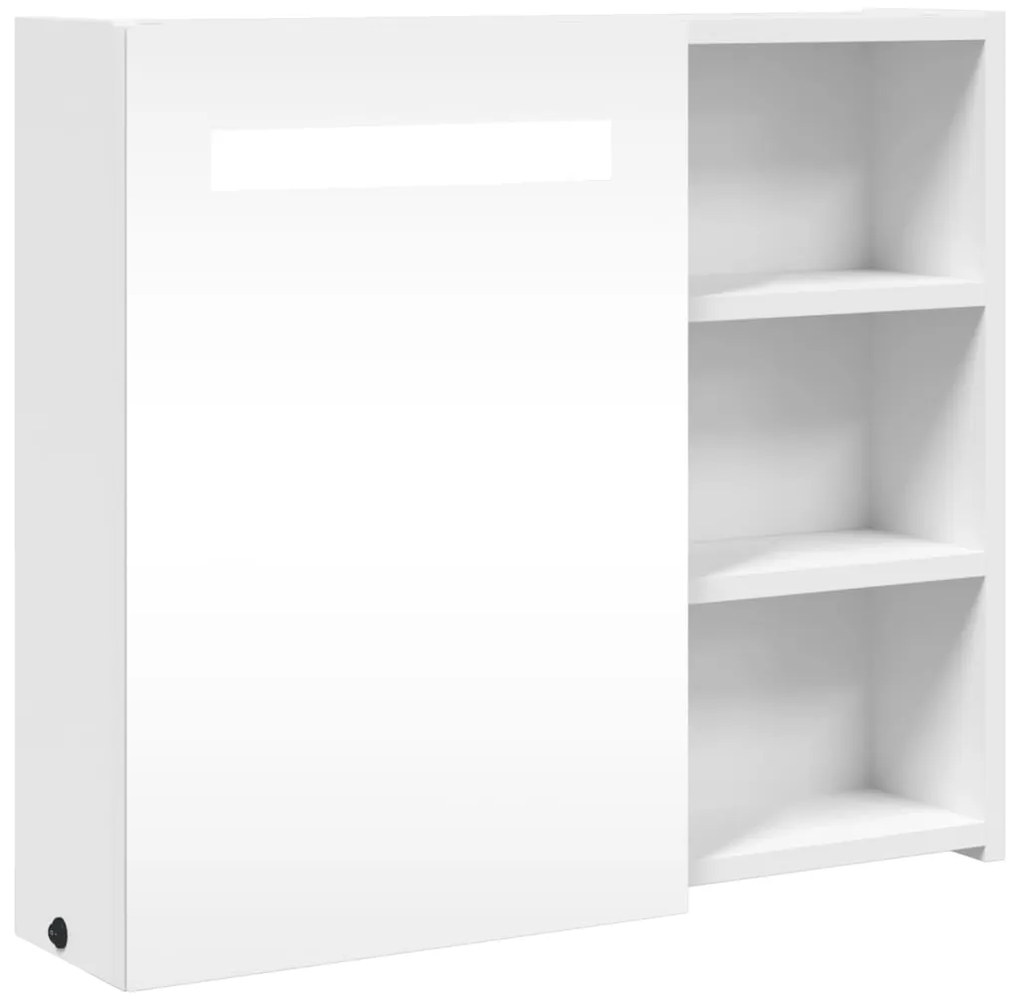357969 vidaXL Dulap cu oglindă de baie cu lumină LED, alb, 60x13x52 cm