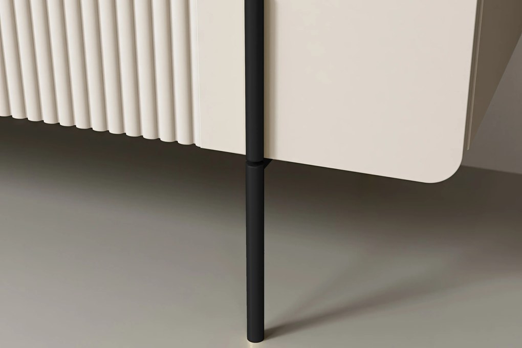 Comodă cu patru uși Malmi 200 cm - cashmere / crema bianca / picioare negre