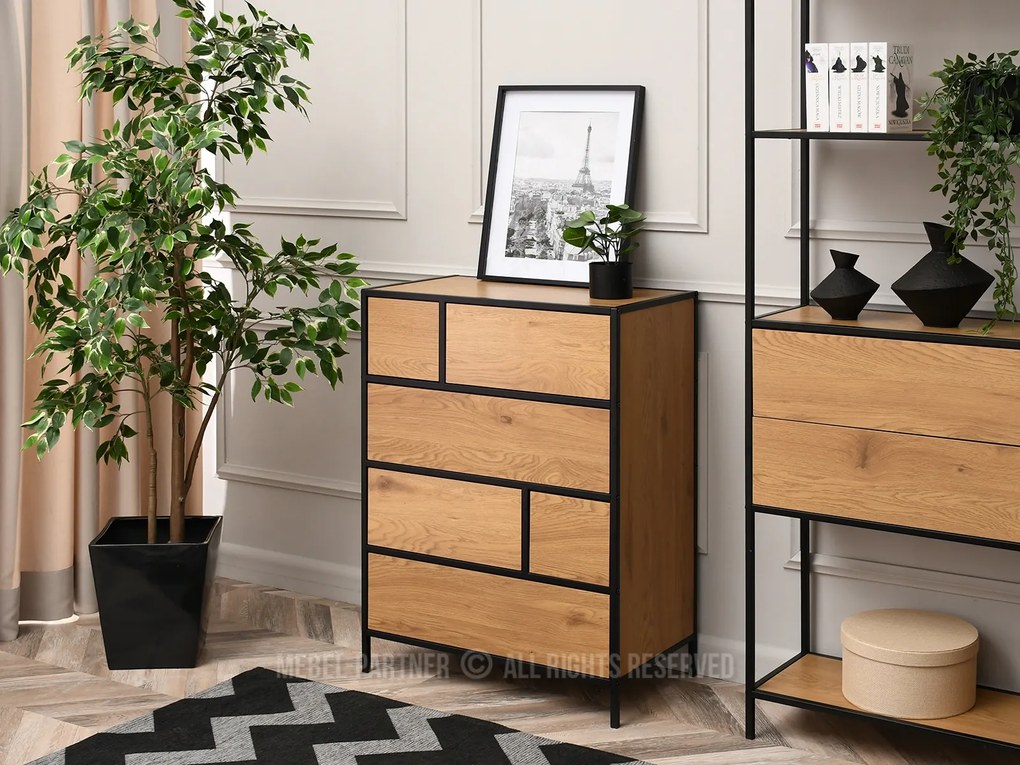 Comodă Soren Kom (stejar + negru). Promo -17%. 1110766
