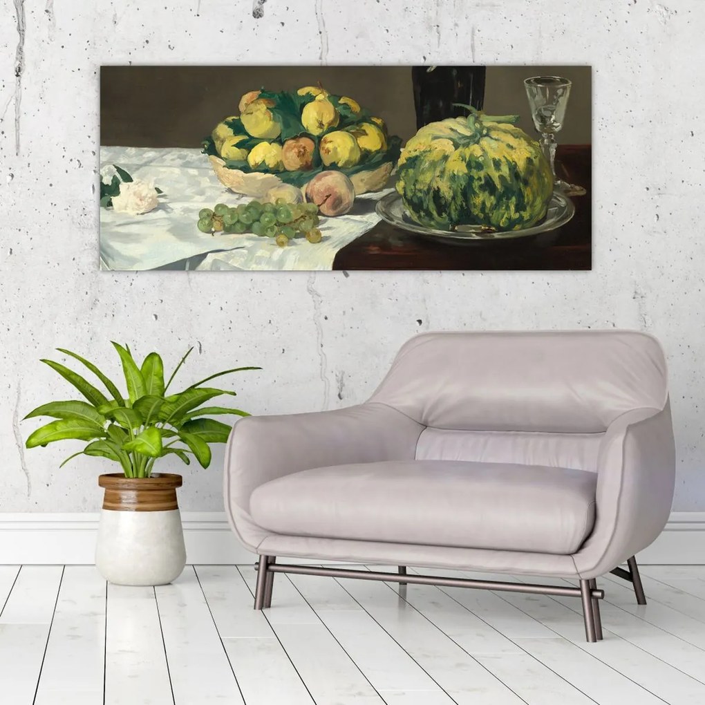 Tablou - Edouard Manet, Still Life with Melon and Peaches, reproducere (120x50 cm)