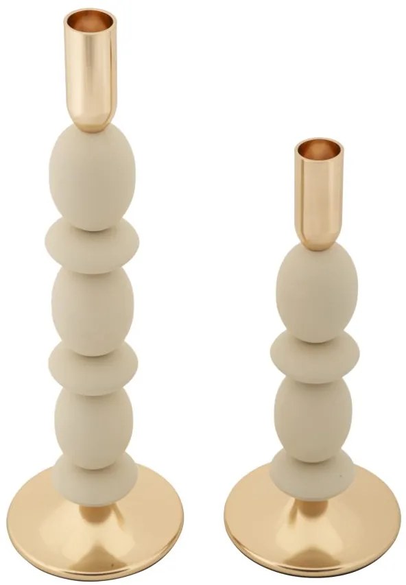 Mauro Ferretti Set Suport Lumânare Shuttle Crem 2 Bucăți Cm Ø10X25-10X33,3 | Aosom Romania