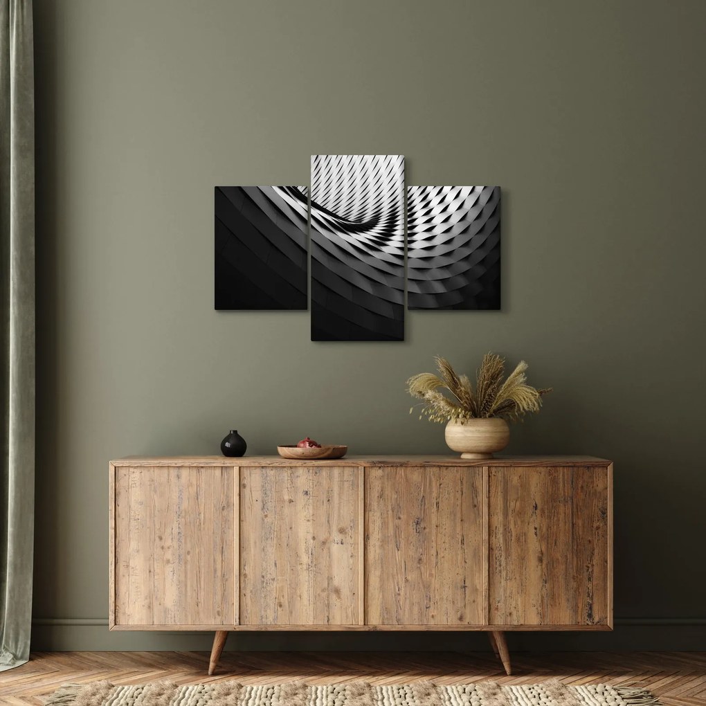 Tablou abstract - spirală alb neagră (90x60 cm)