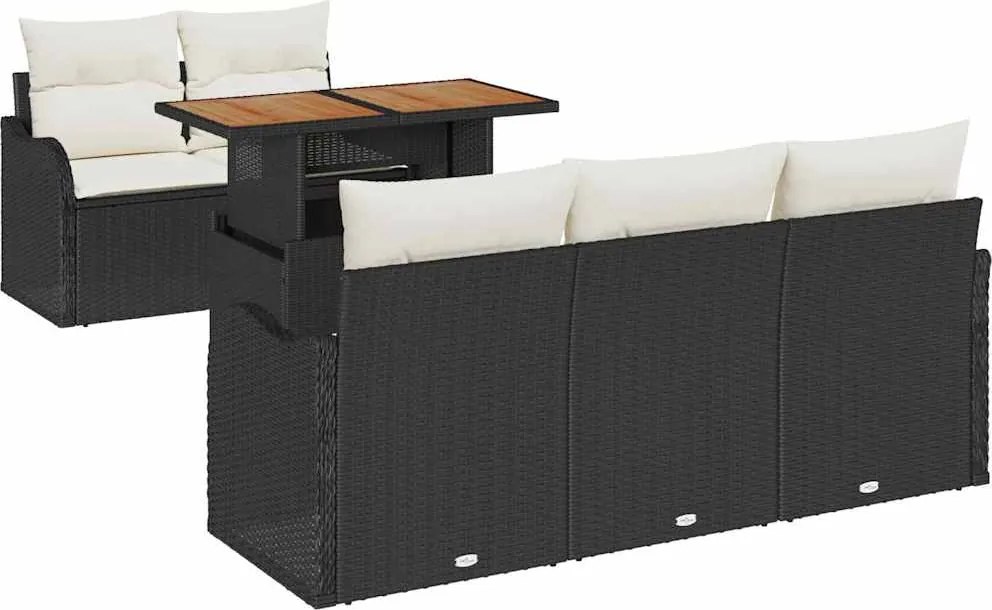 vidaXL Set de canapele pentru grădină 6 pcs Negru și Crem poliratan