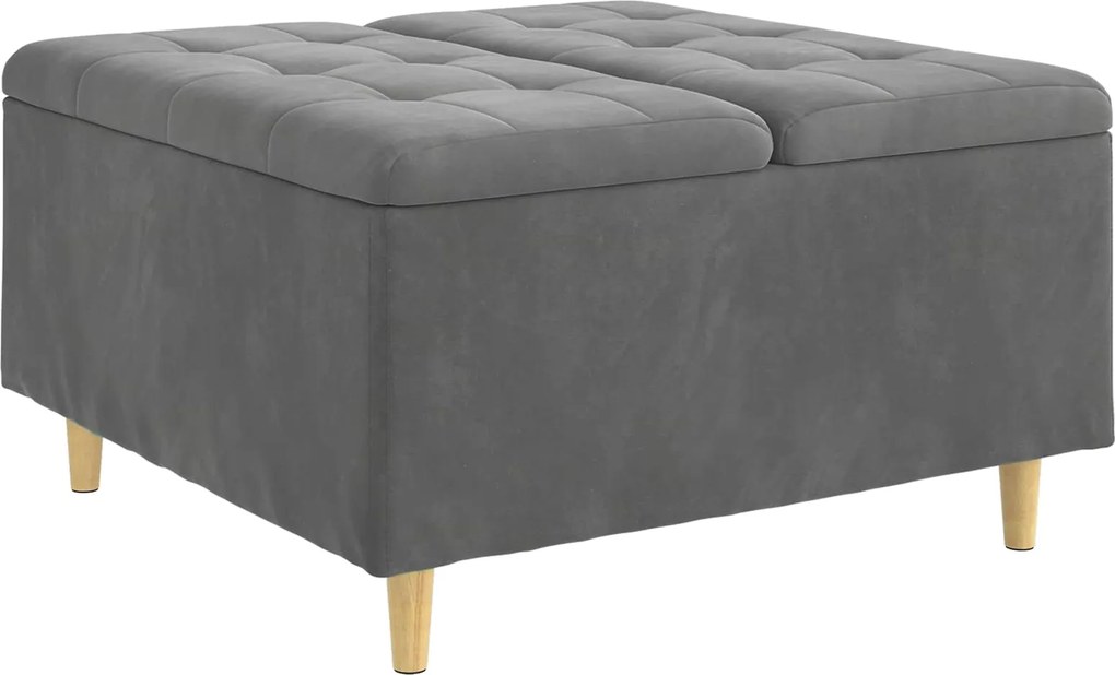 vidaXL Ottomană de depozitare Gri închis 80 x 80 x 45 cm Catifea