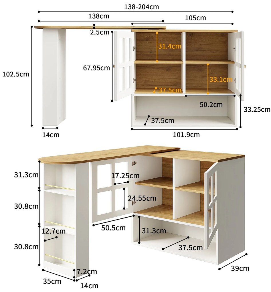 Bar rotativ 360°, Alb | Aosom Romania