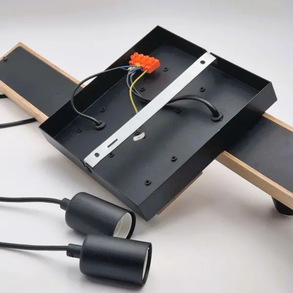 Lustră pe cablu CORTINA 4xE27/15W/230V negru/stejar