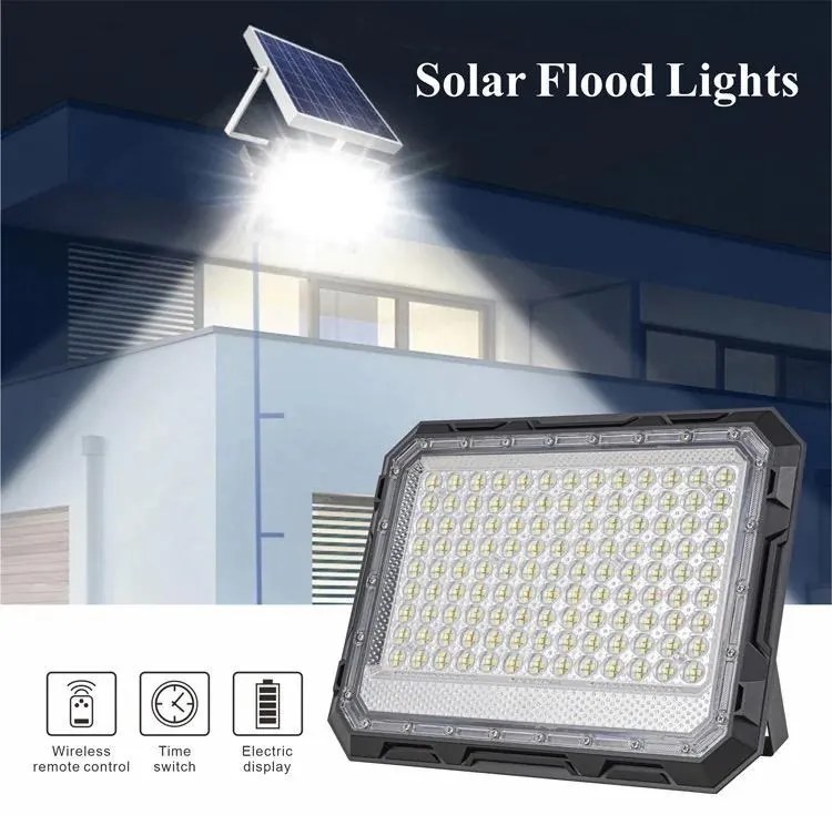 Proiector LED cu Panou Solar și Telecomandă, Rezistent la Apă IP65, 200W