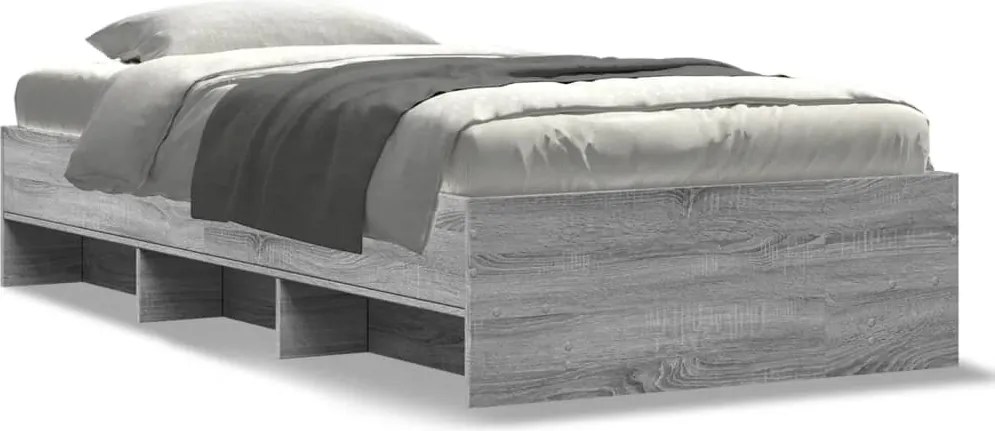 vidaXL Cadru de pat, gri sonoma, 100x200 cm, lemn prelucrat