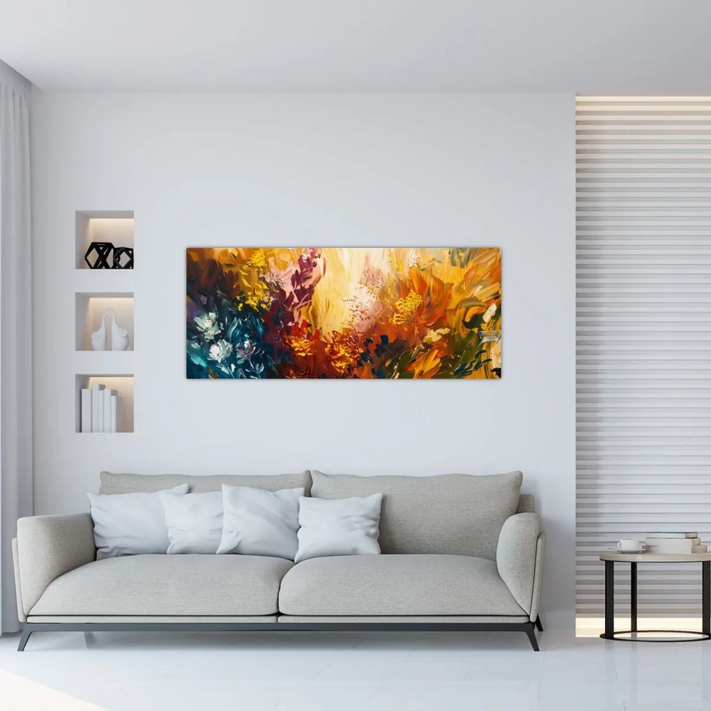 Tablou - pictură abstractă de flori (120x50 cm)