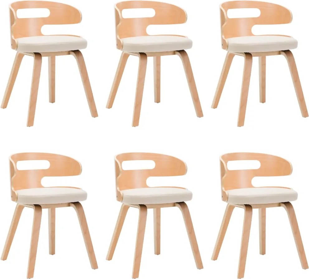 vidaXL Scaune sufragerie 6 buc. lemn curbat crem și piele artificială