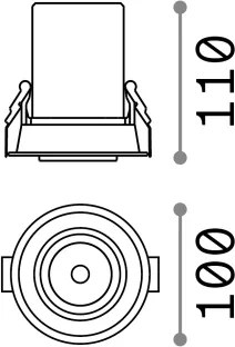 Ideal Lux - Spot încastrat LED NOVA, 12W, 230V, CRI 90, Ø 11 cm, negru