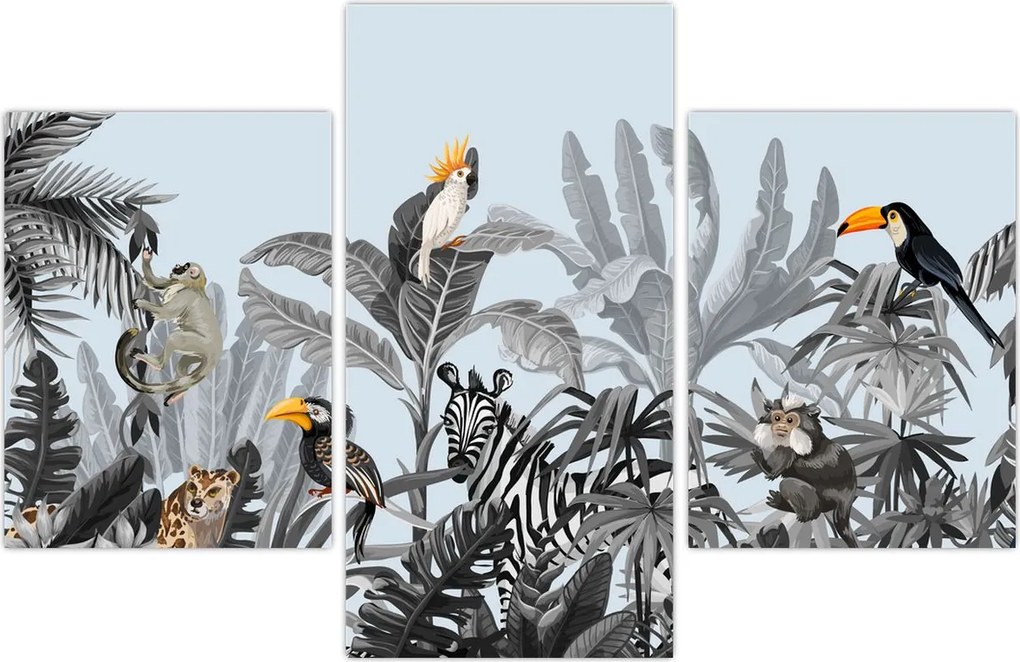 Tablou - Animale în pădurea tropicală (90x60 cm)