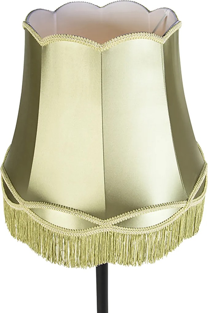 Lampă de podea inteligentă neagră cu abajur verde Granny incl. Wifi A60 - Classico