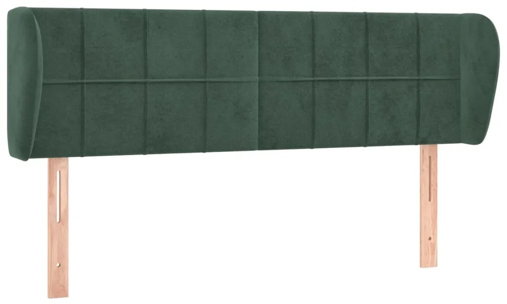 3117195 vidaXL Tăblie de pat cu aripioare verde închis 147x23x78/88 cm catifea