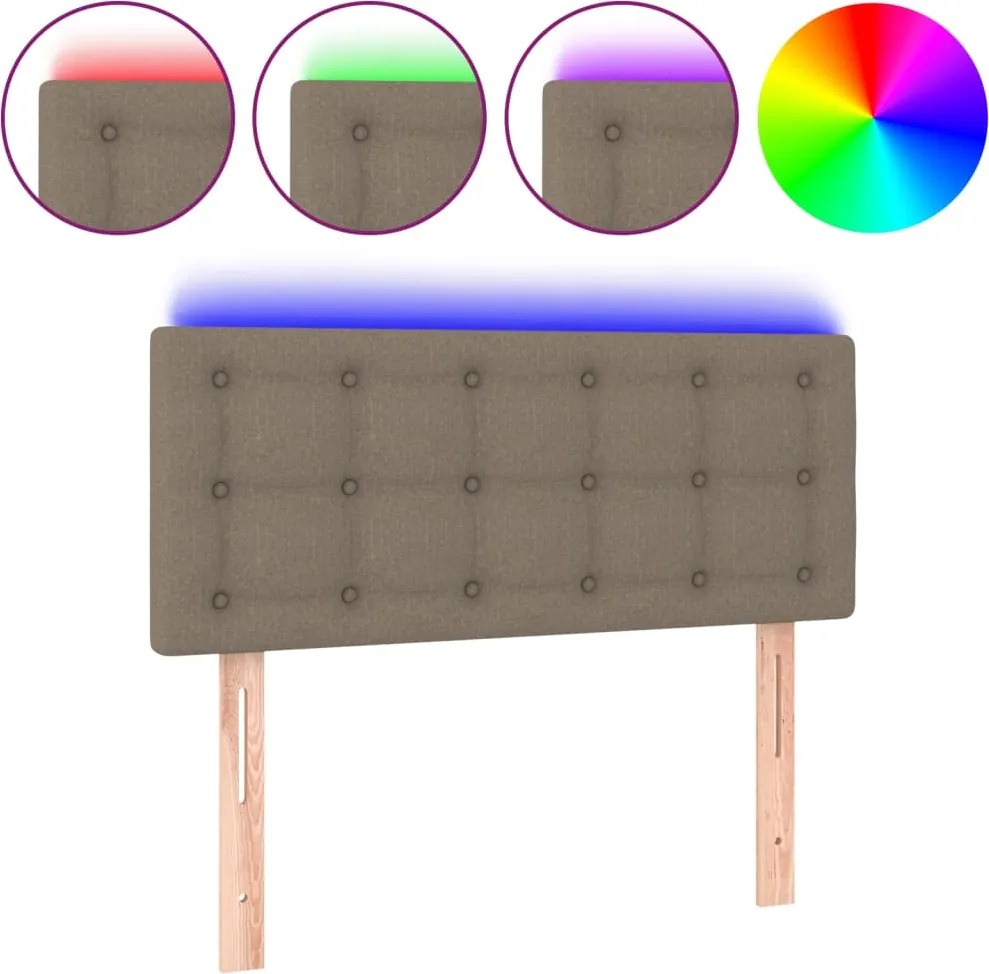 vidaXL Tăblie de pat cu LED, gri taupe, 90x5x78/88 cm, textil