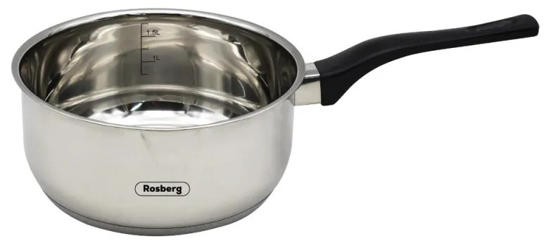 Cratita cu fund dublu Rosberg R51210E16K, 16 cm, 1,5 L, Maner bachelita, Inox
