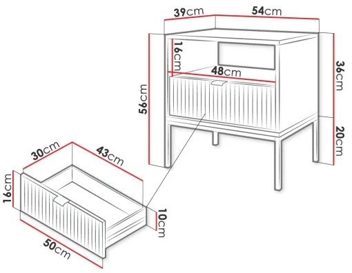 Noptieră NOVA 56x54 cm negru