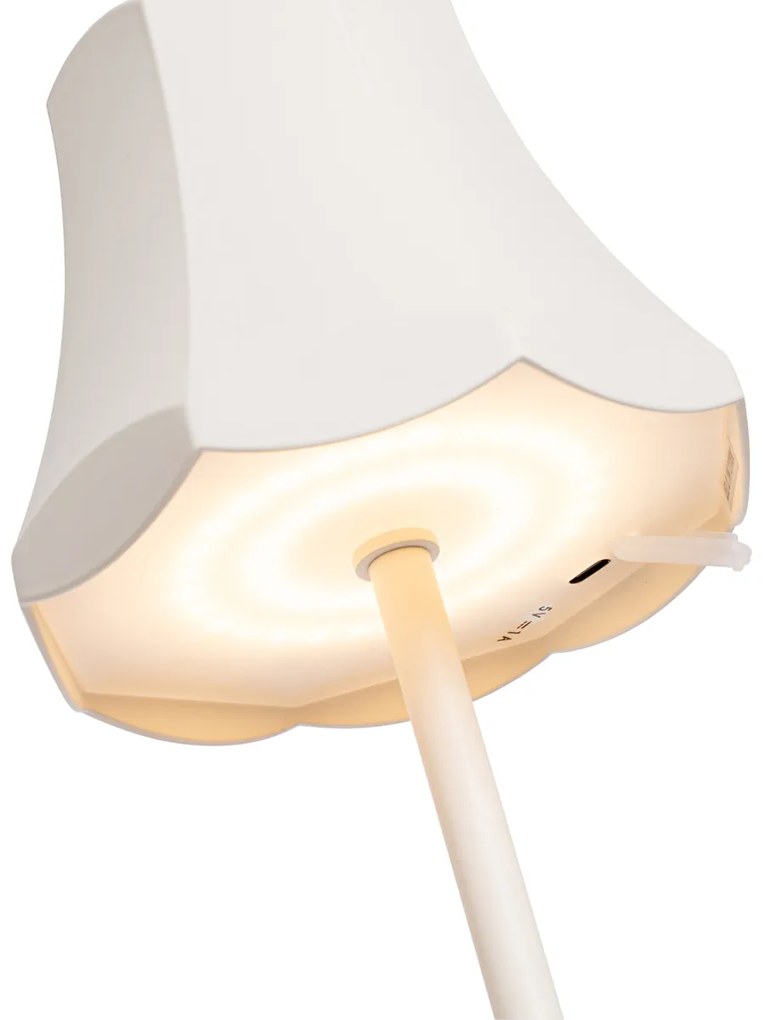 Set de 2 lămpi de masă retro alb-gălbui reîncărcabile IP44 - Granny