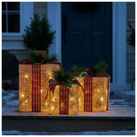 Solight 1V291 - Set de 3 LED-uri, lumini de Crăciun 48xLED/3,6W/230V IP44 alb cald