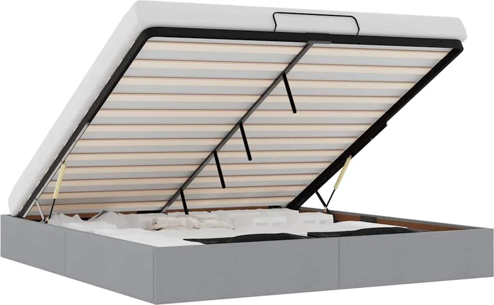 vidaXL Cadru de pat otoman fără saltea Gri deschis 160x200 cm Material