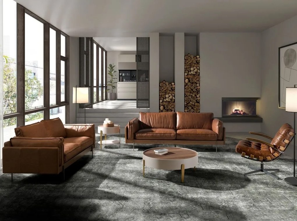 Fotoliu pivotant design LUX Dark Brown Leather