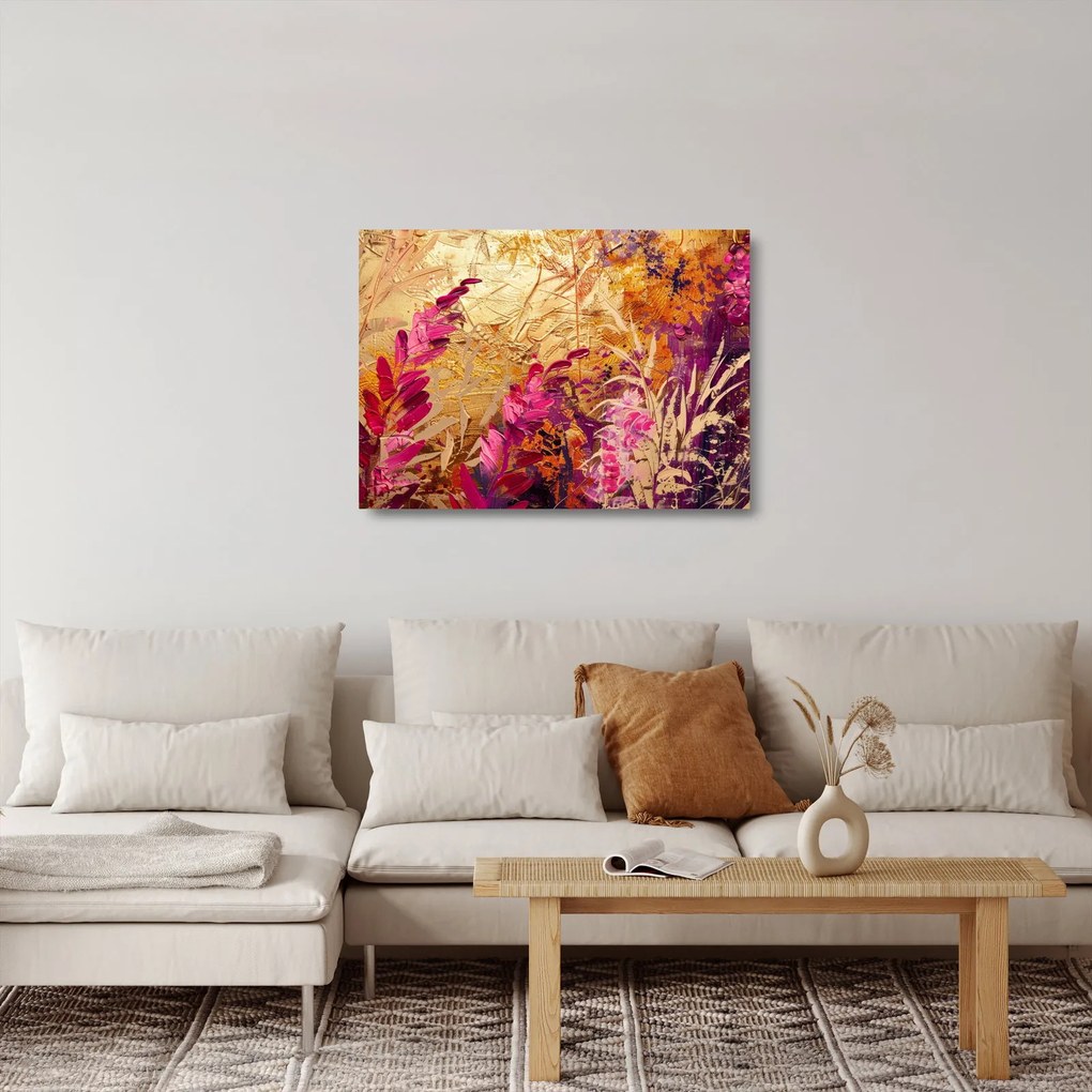 Tablou pe sticlă - Pictură abstractă de flori II. (70x50 cm)