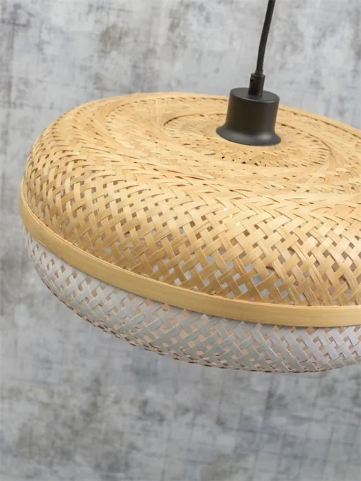 Lampadar eco din bambus Palawan negru/ alb, 40x15cm