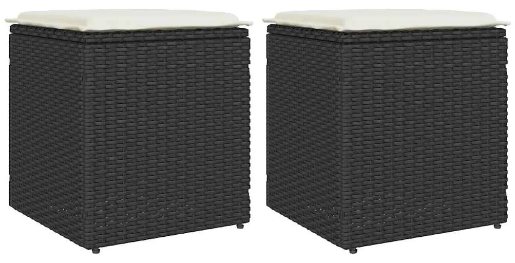 vidaXL Scaune de grădină cu perne 2 buc Negru 40x40x43 cm Poly Ratan