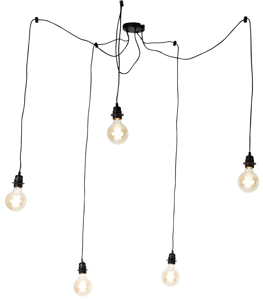 Lampă suspendată inteligentă neagră cu 5 lumini, inclusiv Wifi G95 - Cava