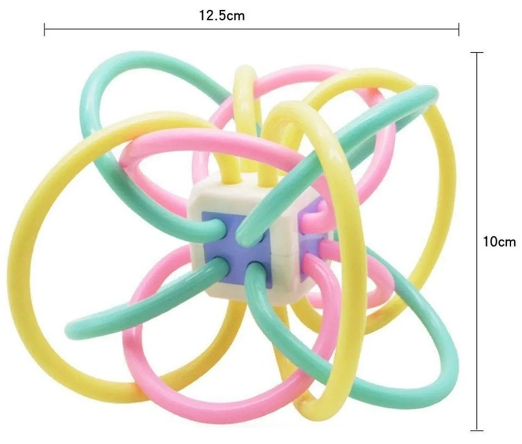 Jucarie interactiva pentru dentitie si motricitate NOVOKIDS™ Manhattan Balls, pentru copii si bebelusi, cu lumini, material non toxic, Multicolor