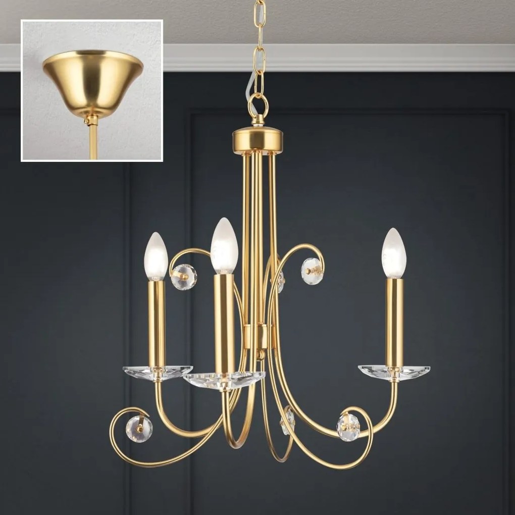 Candelabru stil clasic cu cristal K9 ARIANE 3L auriu