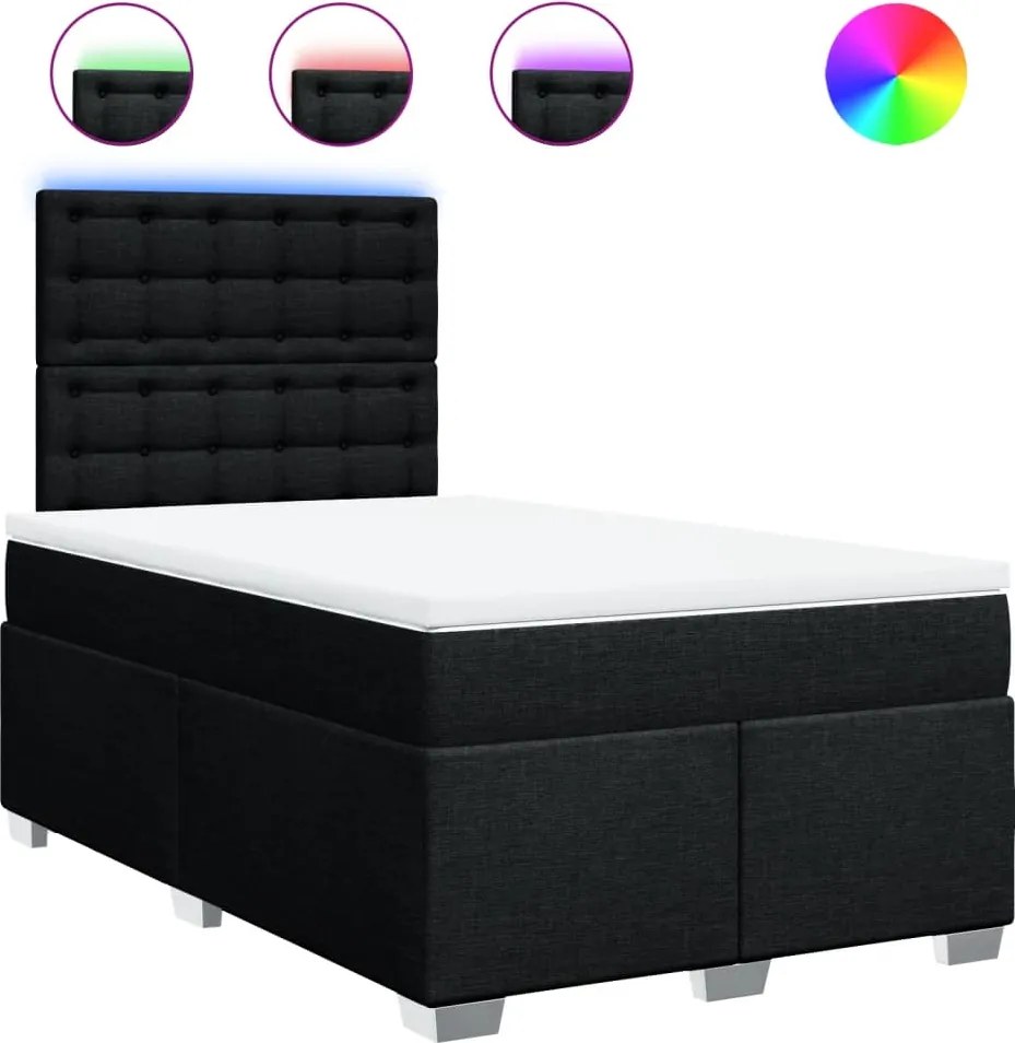 vidaXL Pat box spring cu saltea, negru, 120x190 cm, catifea