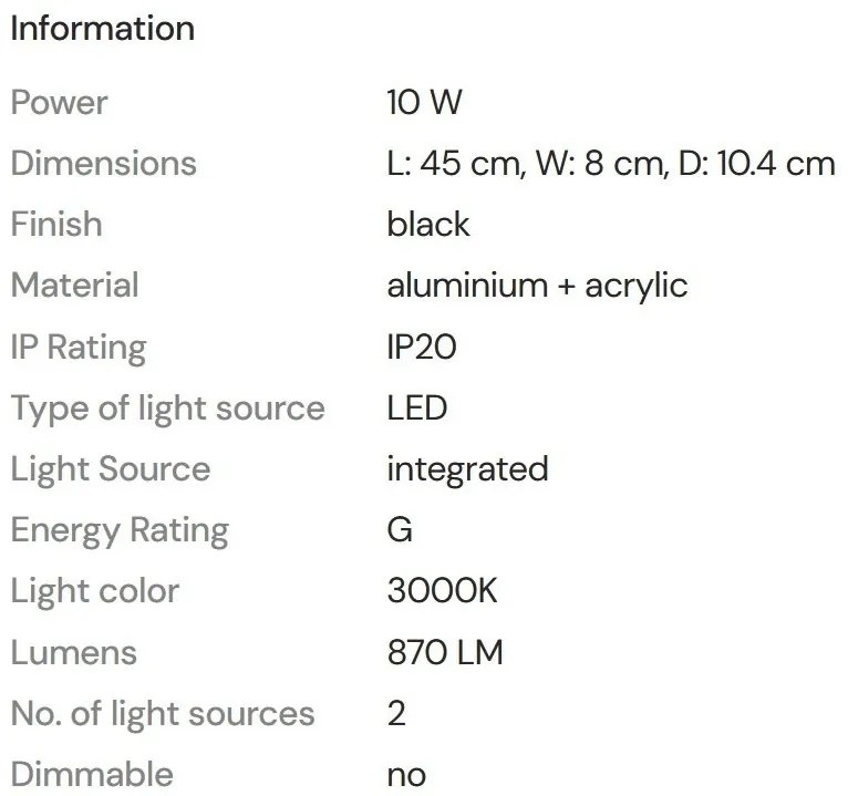 Aplica LED ambientala stil minimalist Merano II negru