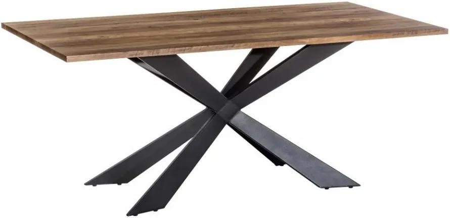 Masa dining neagra/maro din lemn si metal 93x180 cm Nove Ixia