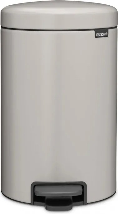 Cos de gunoi cu pedala Brabantia NewIcon 1010440, 12 l, Inchidere lenta, Baza antiderapanta, Gri deschis