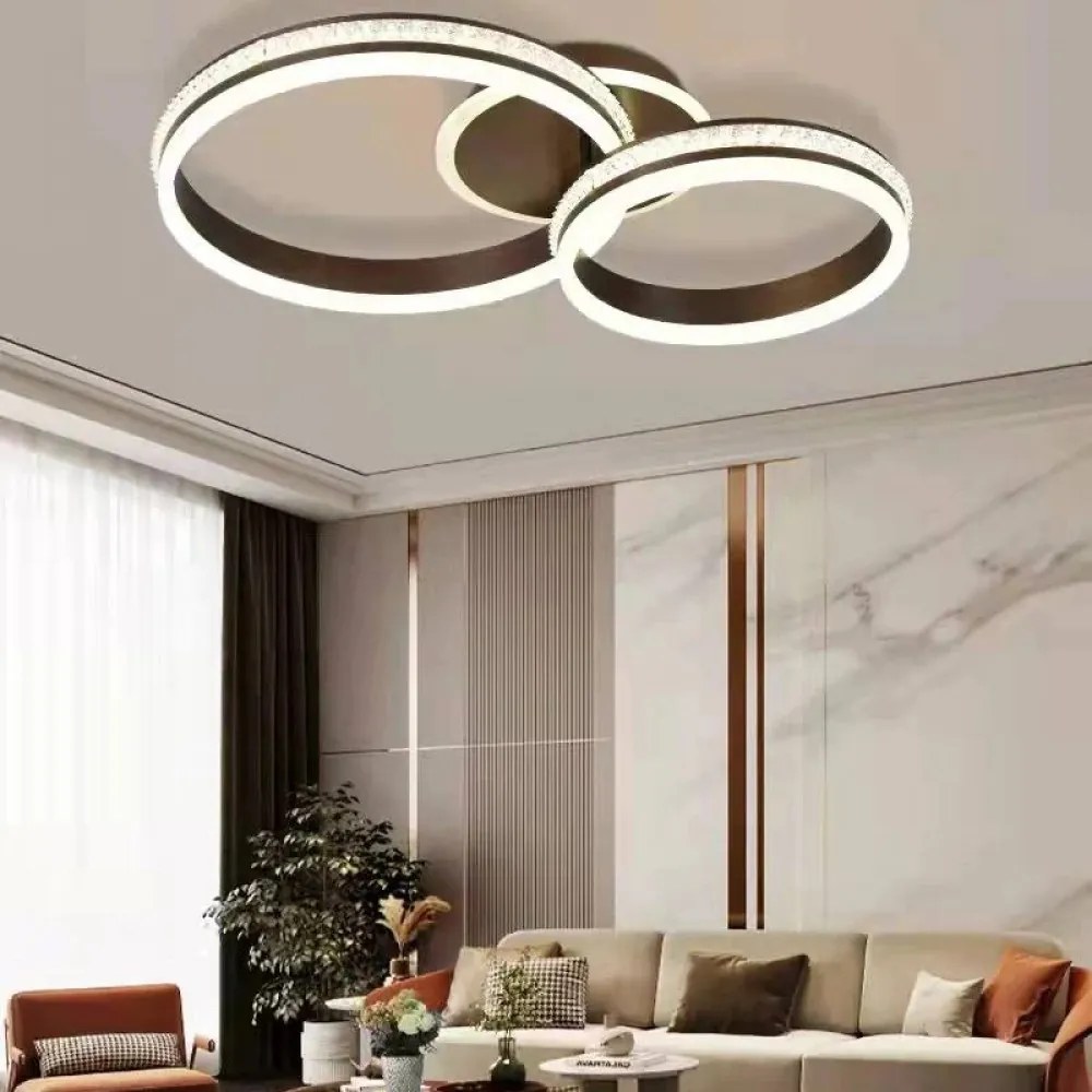 Lustra LED Cu Telecomanda, Elit's Esn F2331-2r, Intensitate Reglabila, 194W, Maro
