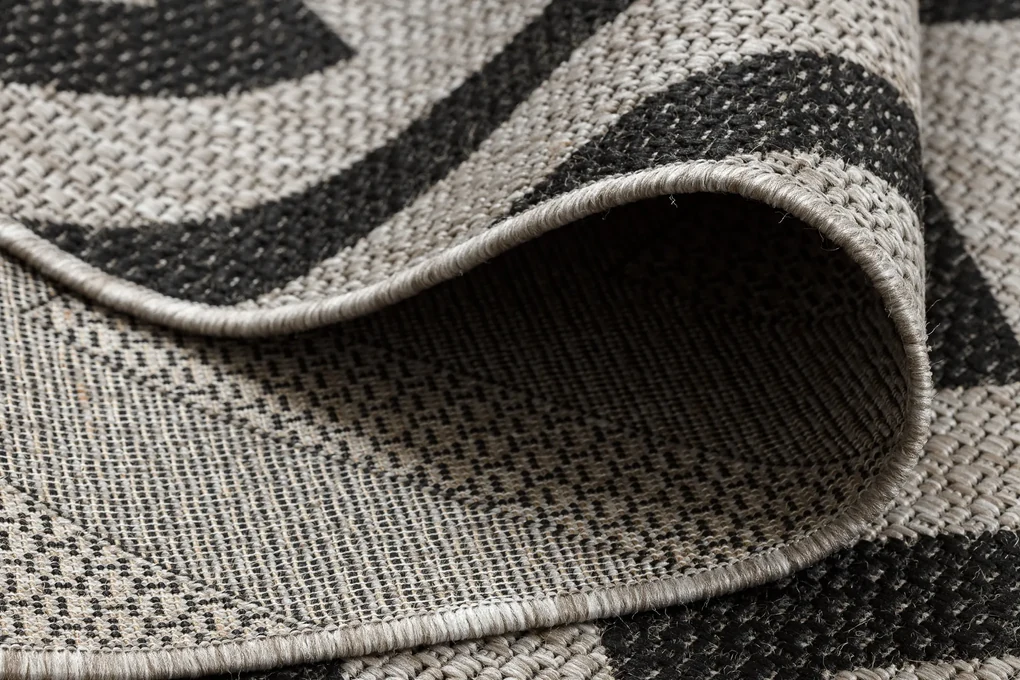 Covor sisal Floorlux 20340 argint si negru Zig Zag