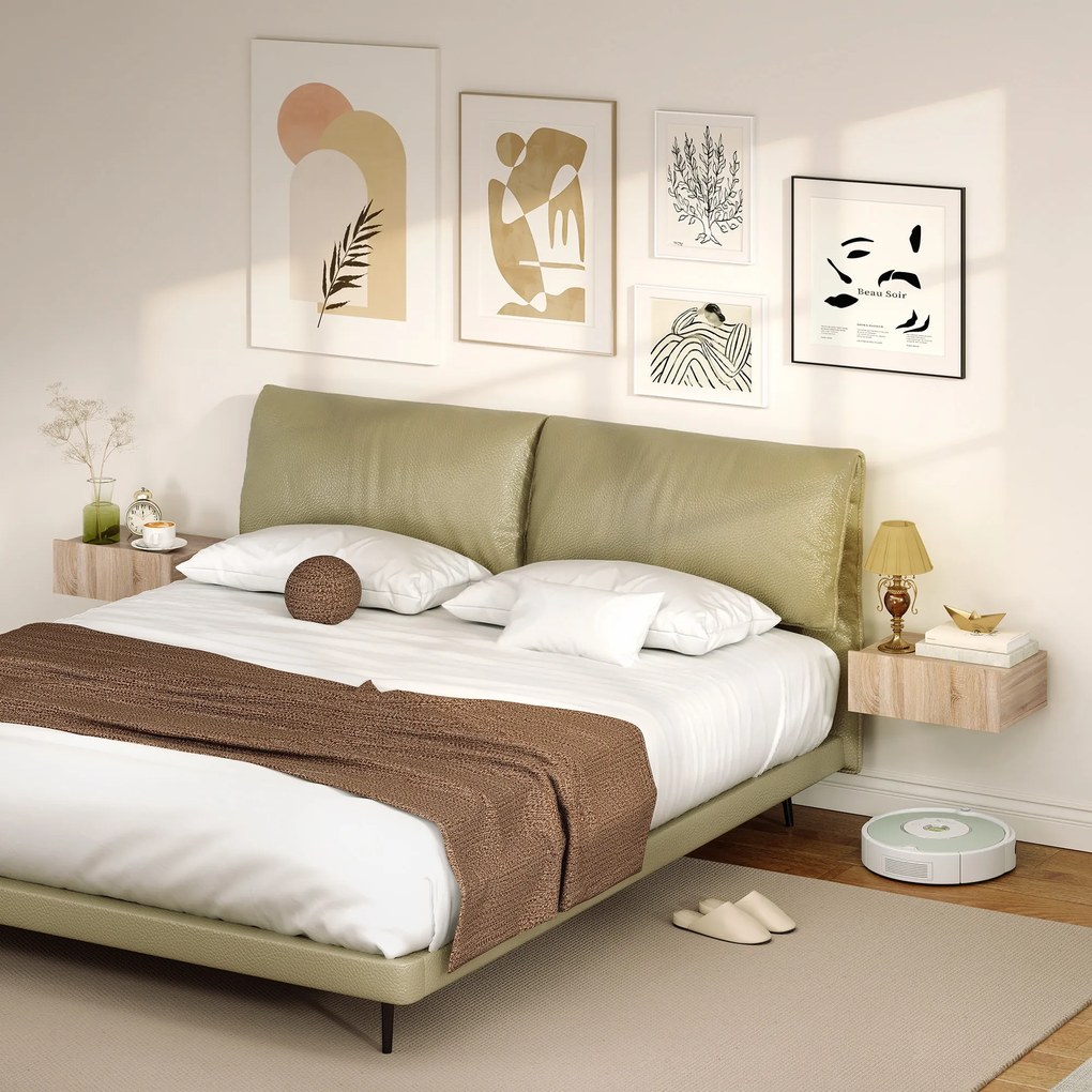 HOMCOM Set de 2 Noptiere Suspendate cu Sertar, Pereche de Noptiere Moderne din Lemn, Mese Laterale pentru Canapea, Living și Dormitor, 40x30x15 cm, Stejar | Aosom Romania