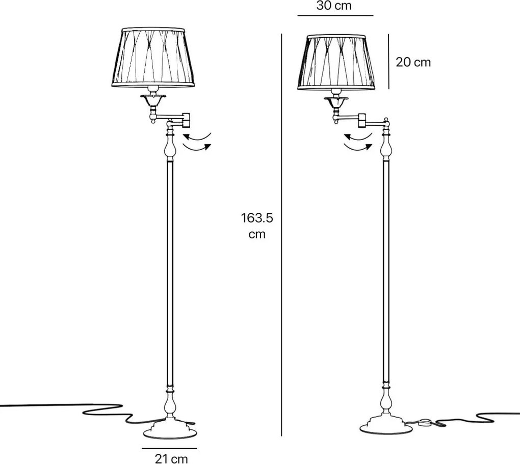 Lampadar, Lampa de podea design italian clasic Brass