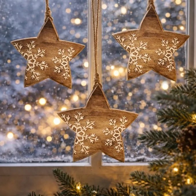 Decorațiune din lemn de mango 4Home Snowflake Star, 20 cm