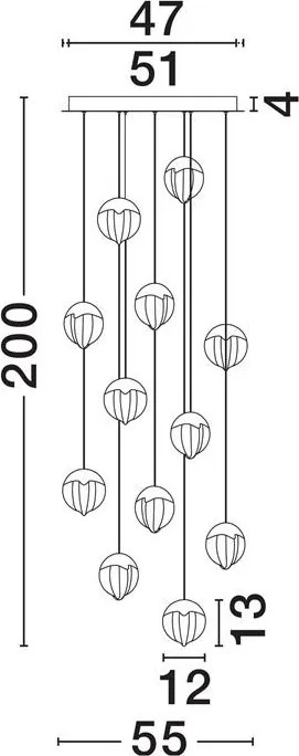 Lustra cu 12 pendule LED ALICIA auriu